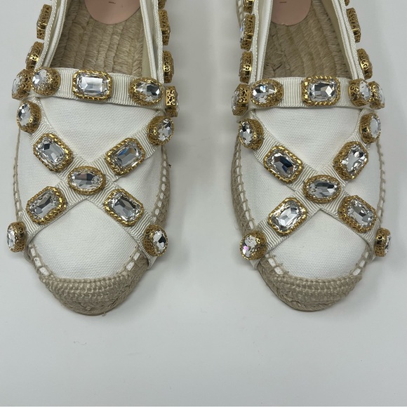 NWT GUCCI CANVAS CRYSTAL EMBELLISHED ESPADRILLES SIZE EU 40 US 10 - Picture 6 of 14